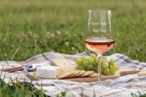 A Novelty Mood Wine Glass. Novelty wine glass with three fill lines.