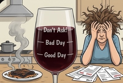 Mood Wine Glass. Novelty wine glass with three fill lines.