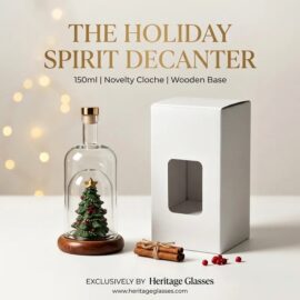 Christmas Decanter 150ml with Christmas Tree and Wooden Base – Empty & Refillable